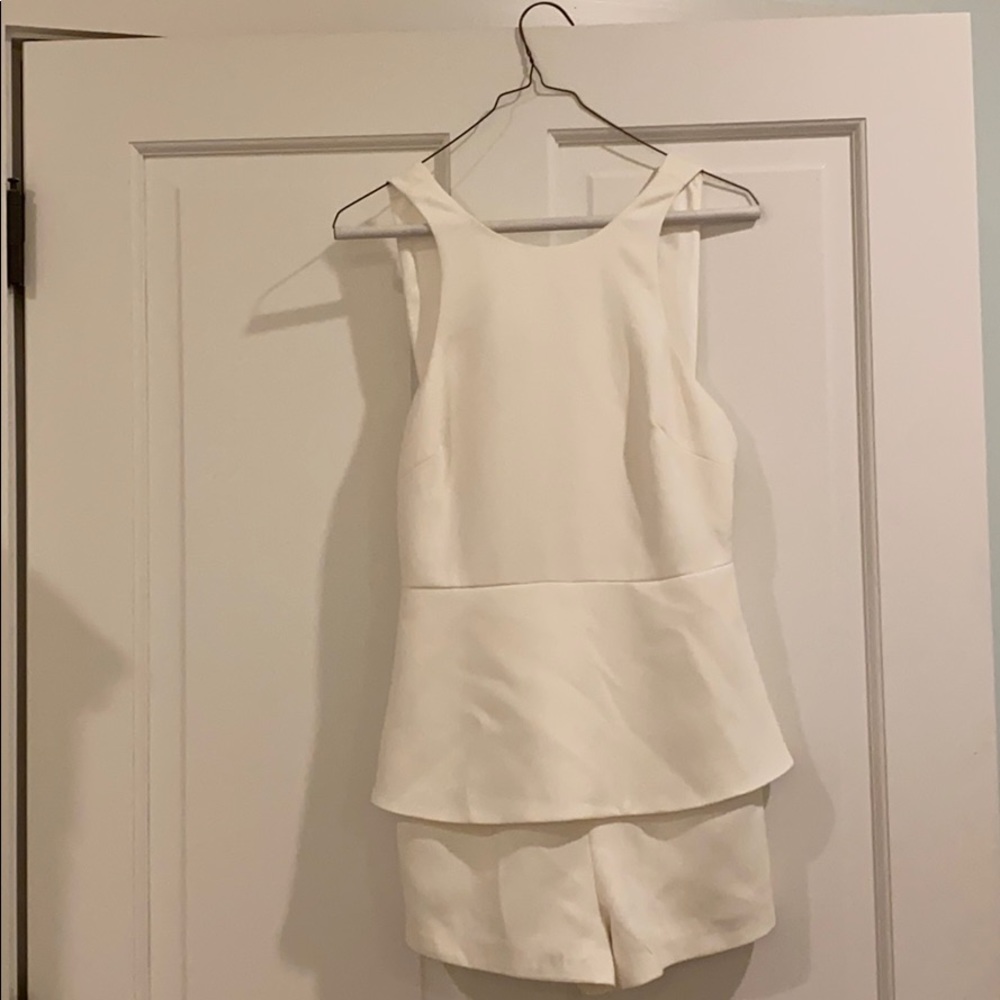 White open back romper